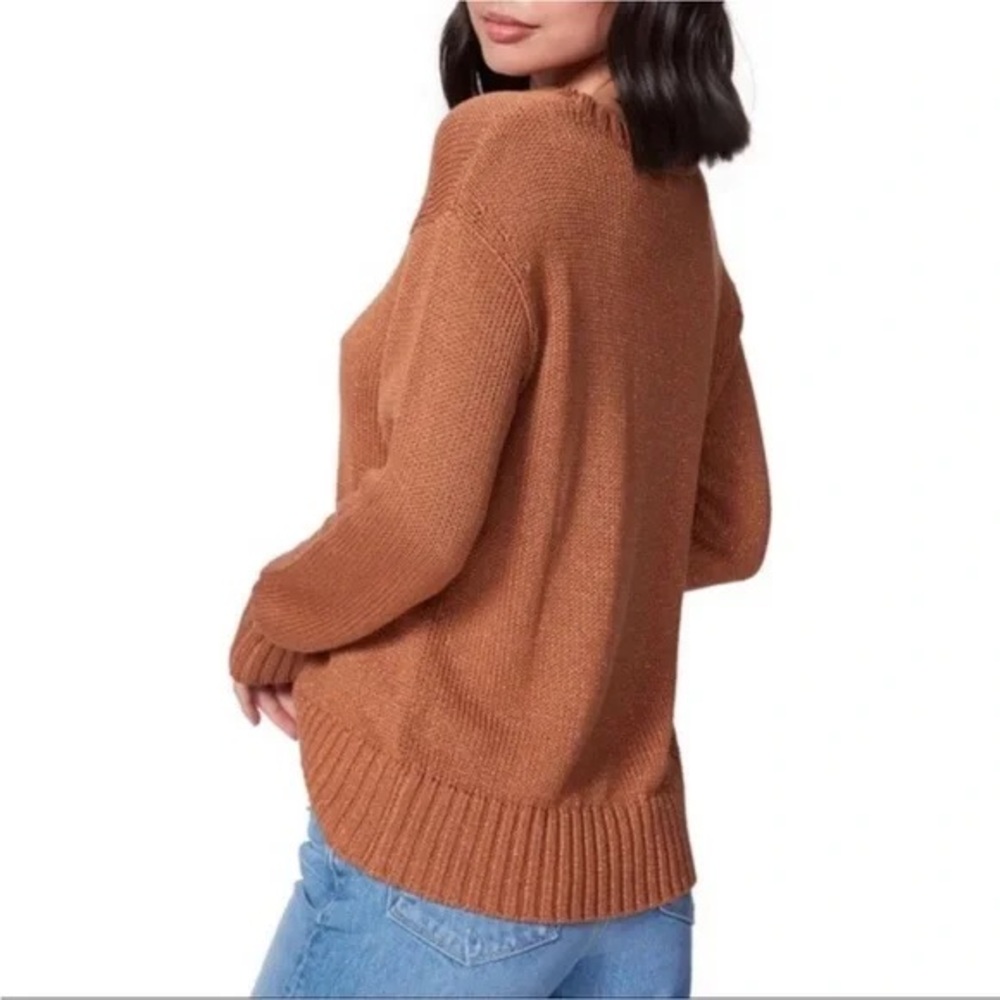 Paige Bea Metallic Sweater Women’s Small Sparkle Pullover Camel Brown Knit
